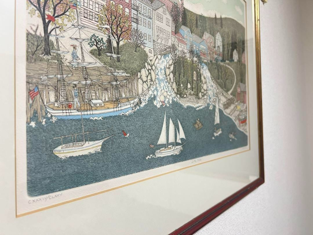 Cuca Romley "Little Falls" Limited Edition Lithograph Hand Signed Numbered Frame