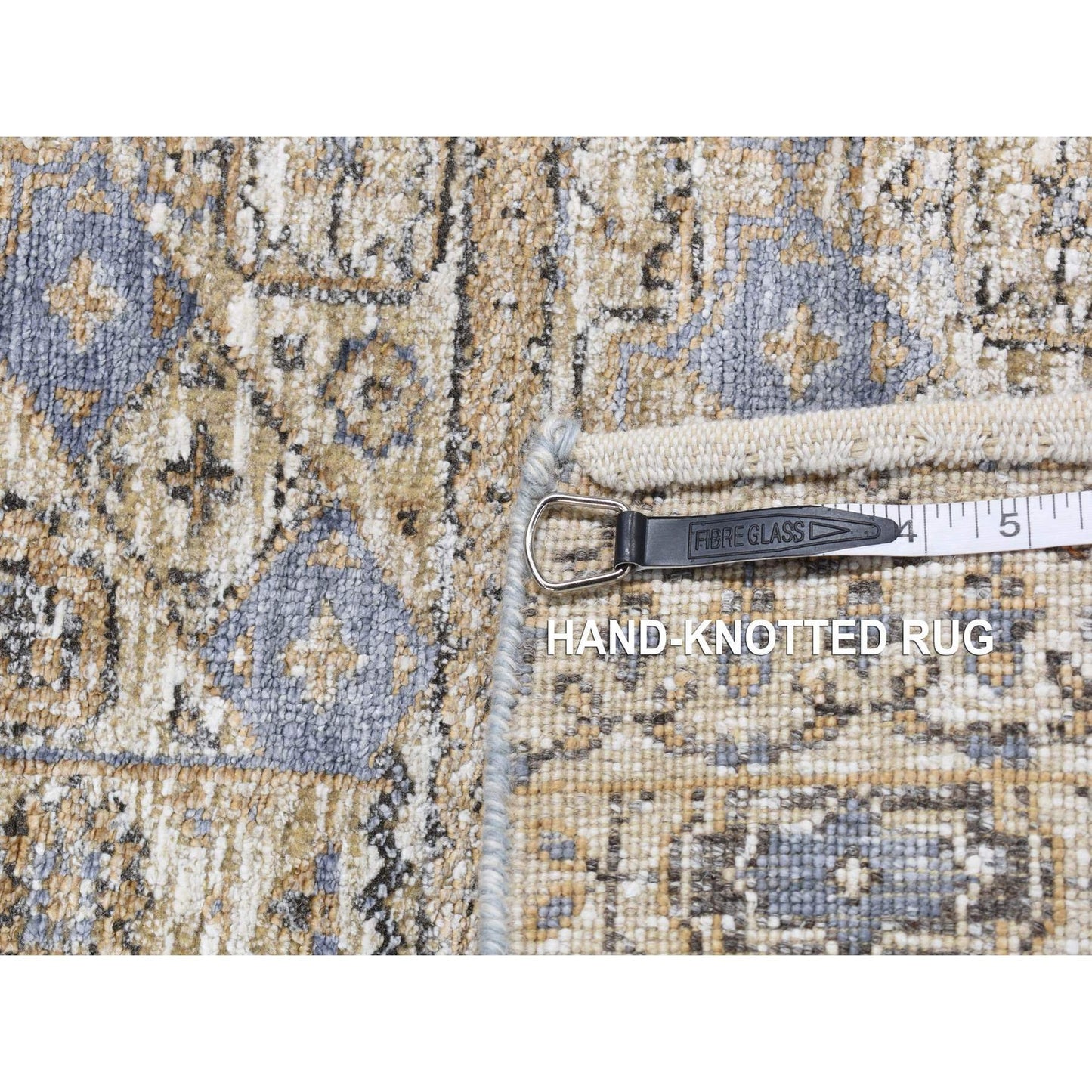 2'7"X6'1" Brown Silk With Wool Mamluk Design Hand Knotted Runner Rug