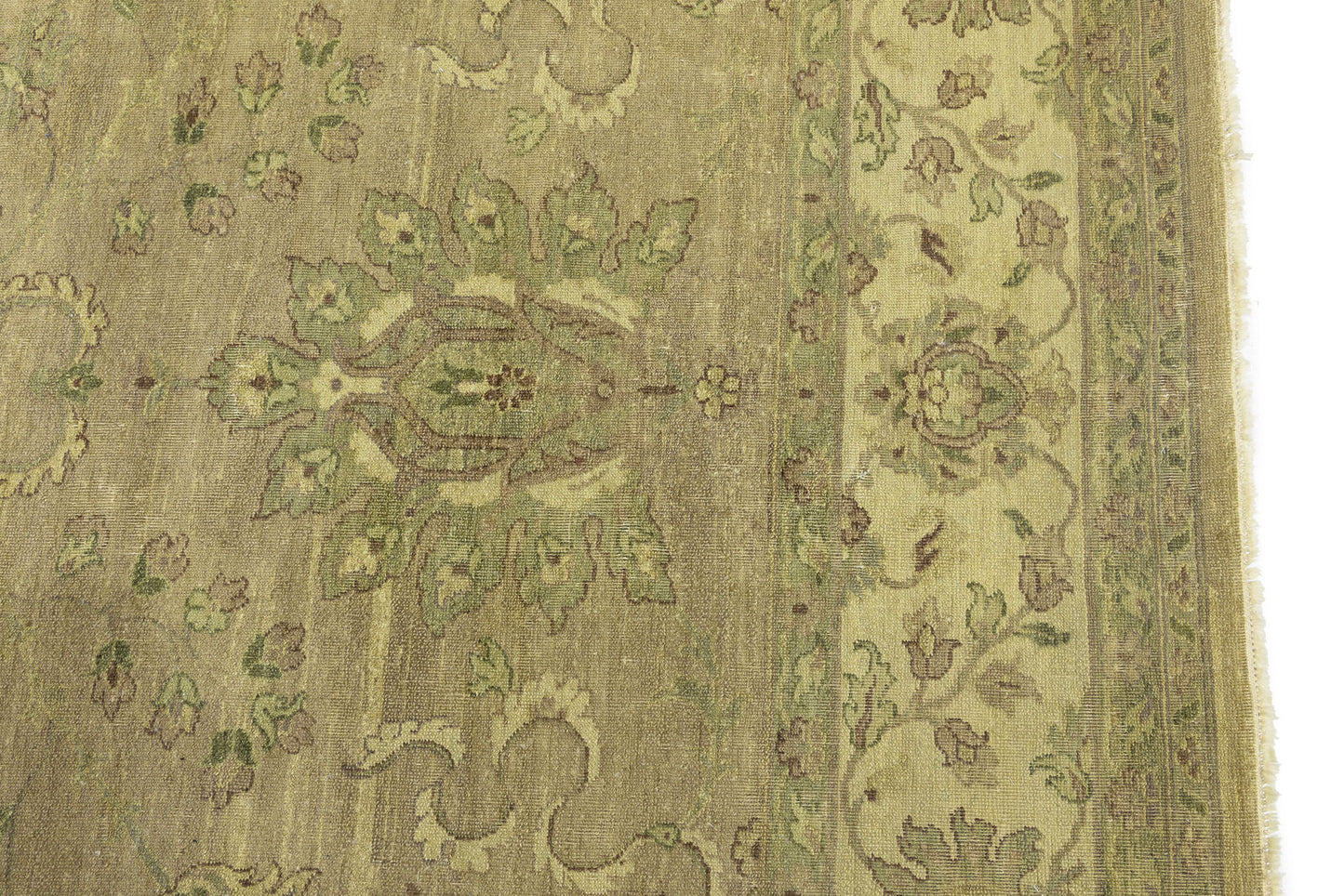 Hand-Knotted Wool Oriental Rug Large Distressed