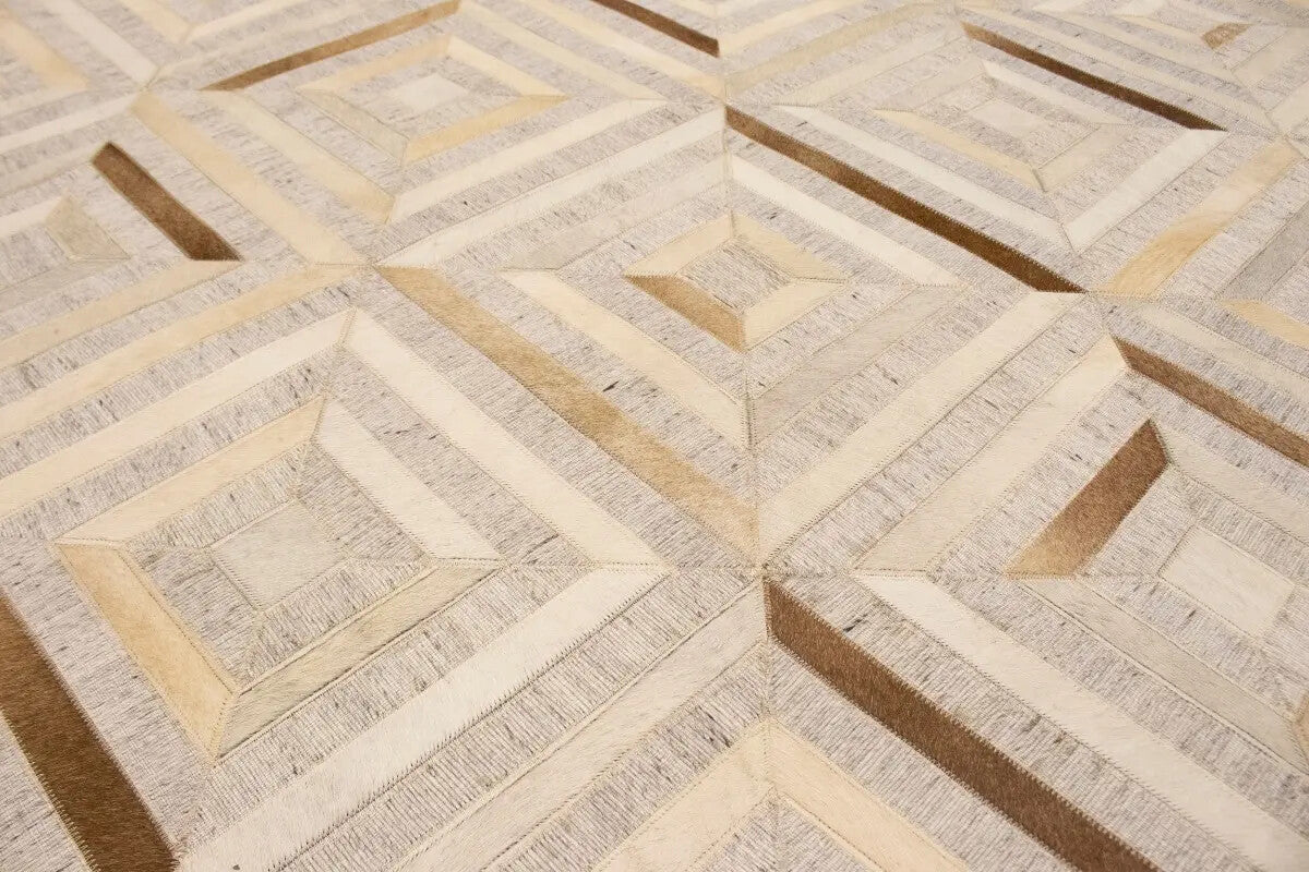 Patchwork Modern Cowhide Leather Rug Contemporary