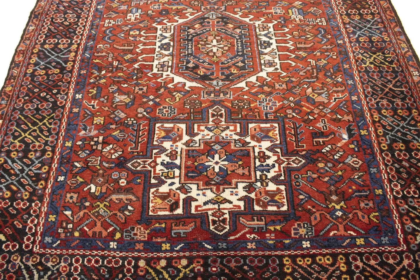 Semi-Antique Oriental Rug Rusty Red Geometric