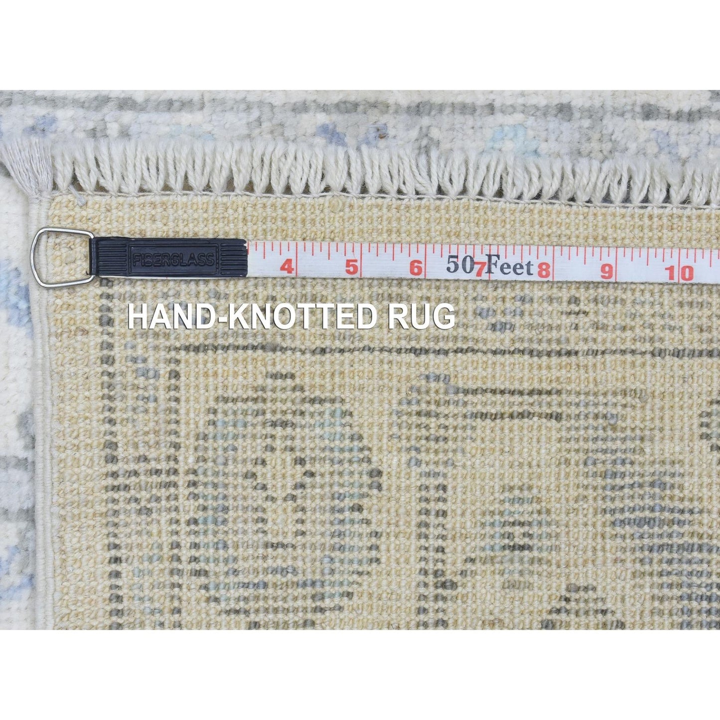 2'8"X15'4" Ivory Hand Knotted Soft Wool Afghan Angora Oushak Runner Rug