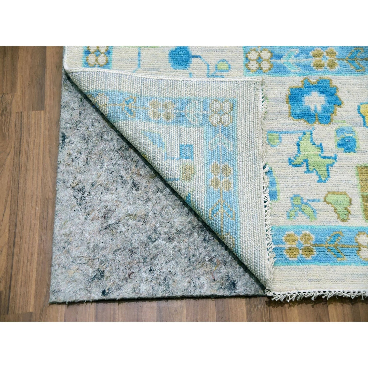 10'2"X14' Frost Ivory Hand Knotted Oushak Weave And Design Pure Wool Rug