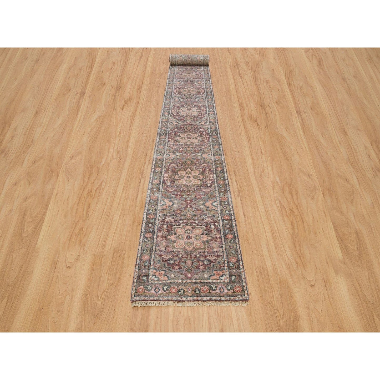 2'8"X23'10" Sangria Red Hand Knotted Wool Heris Revival Xl Runner Rug
