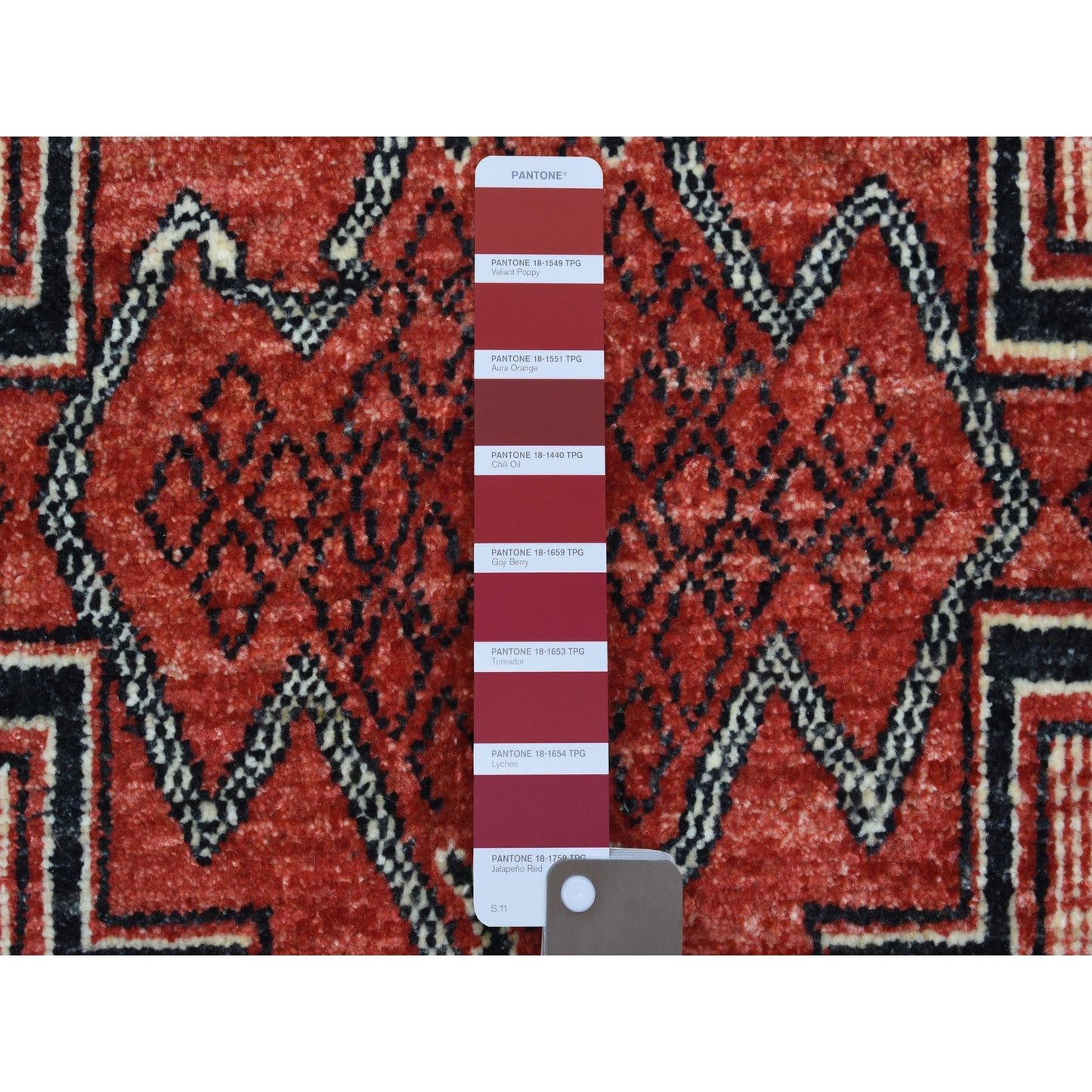 5'10"X8'10" Red Peshawar Berber Motifs Pop Of Color Wool Hand Knotted Rug