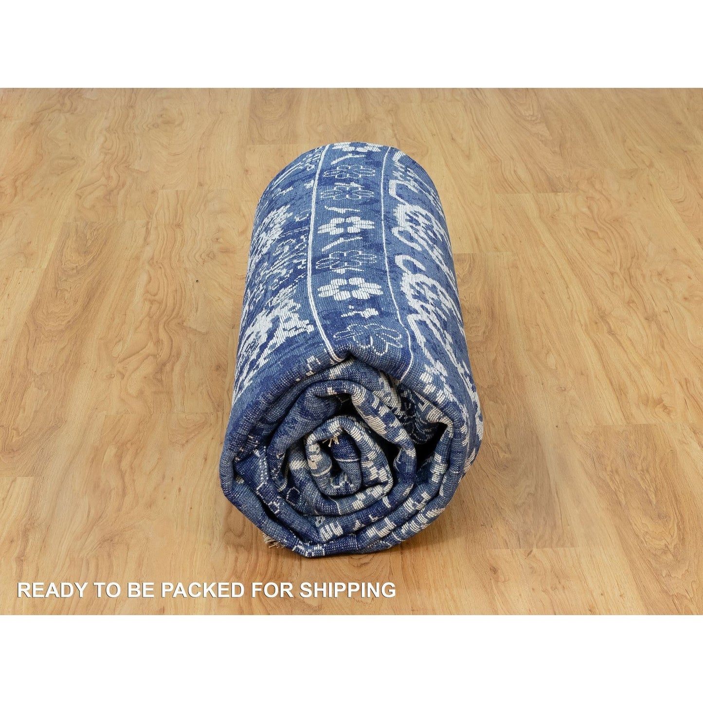 10'X10' Kensington Blue Hand Knotted Tebraz Wool Silk Oriental Square Rug