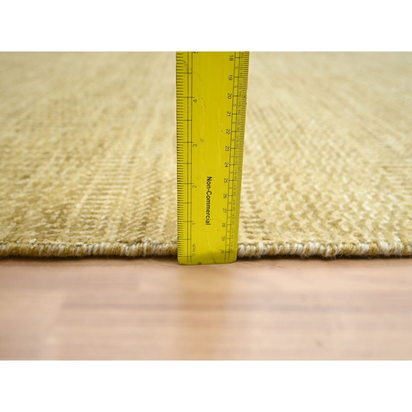 9'X12'1" Brown Wool & Silk Hand Knotted Modern Grass Design Oriental Rug
