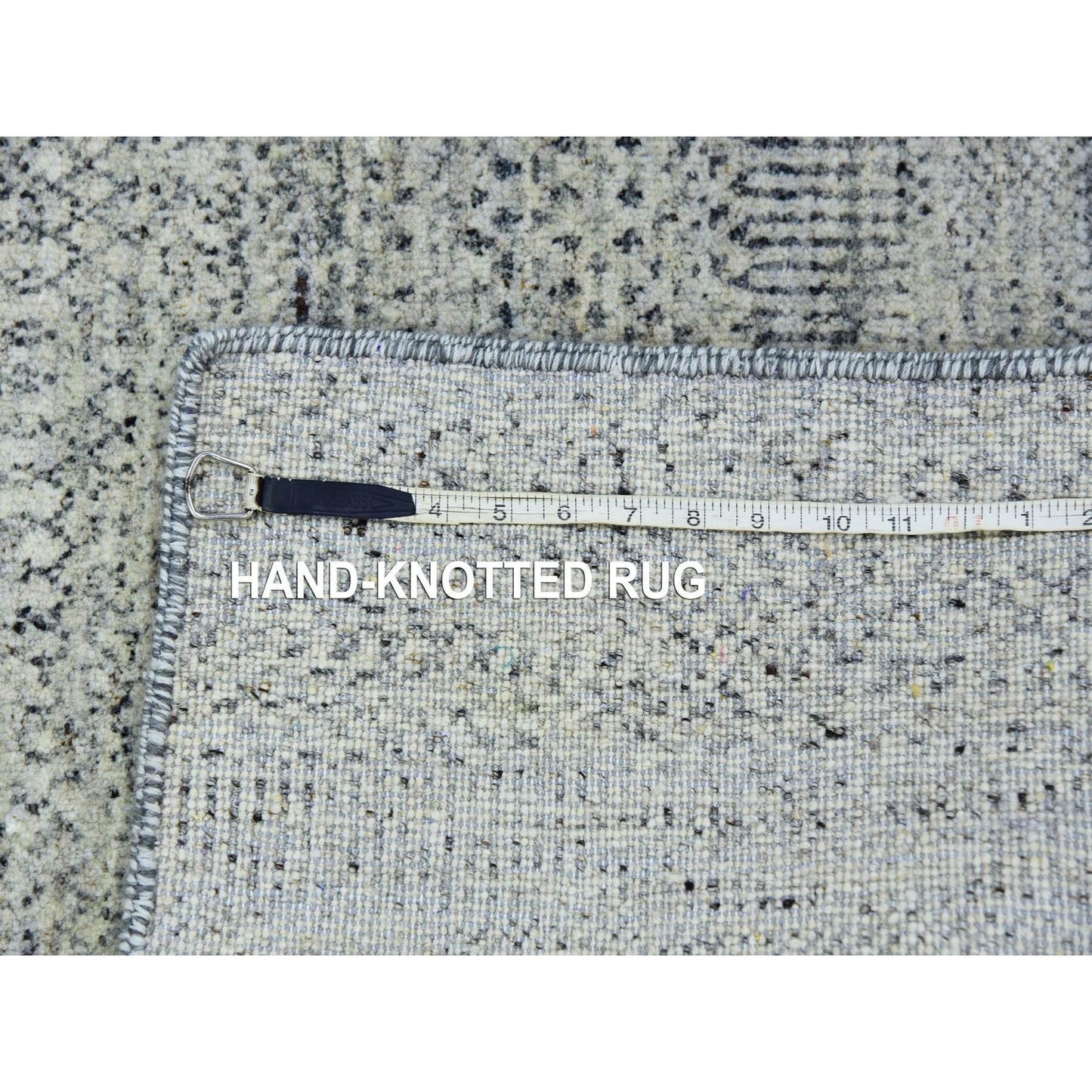 3'X5'6" Light Gray Modern Grass Design Undyed Pure Wool Hand Knotted Rug