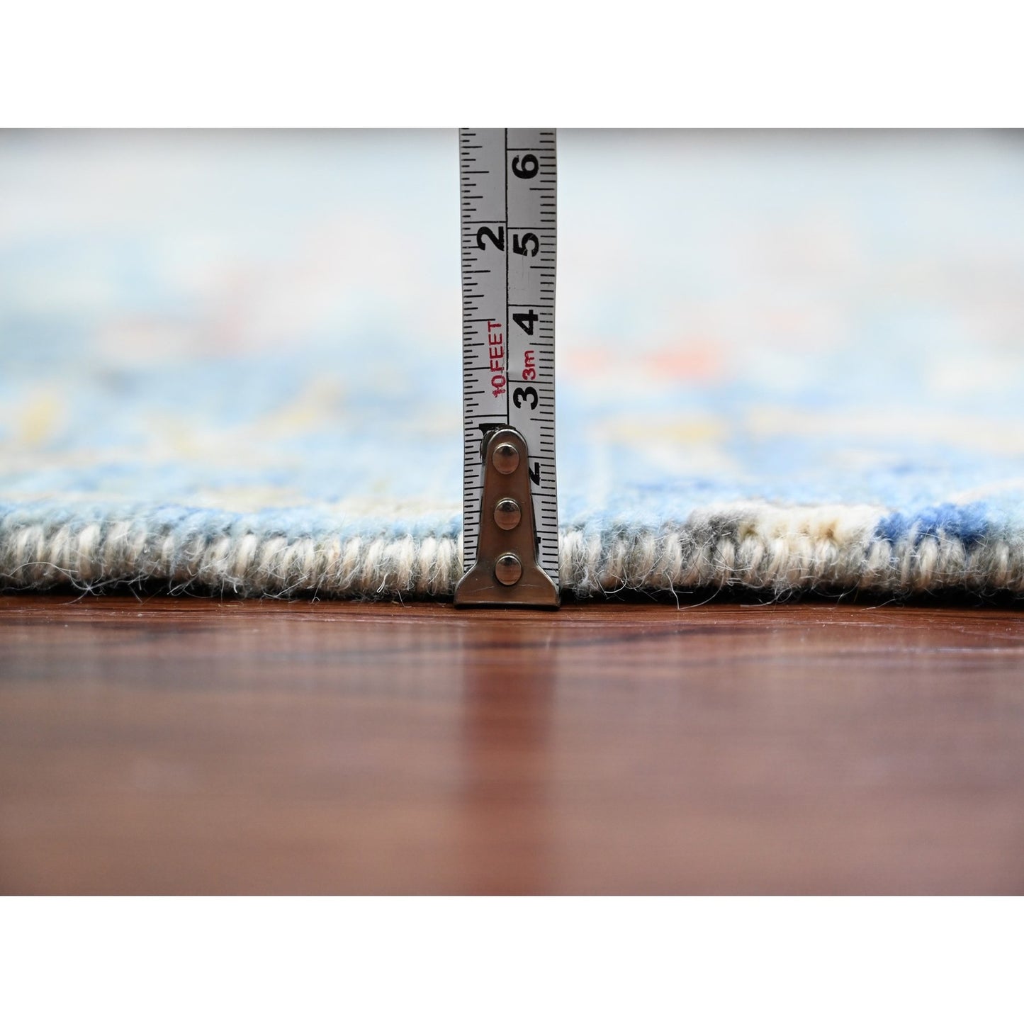 8'X10'1" Yonder Blue Afghan Peshawar Birds Design Hand Knotted Wool Rug