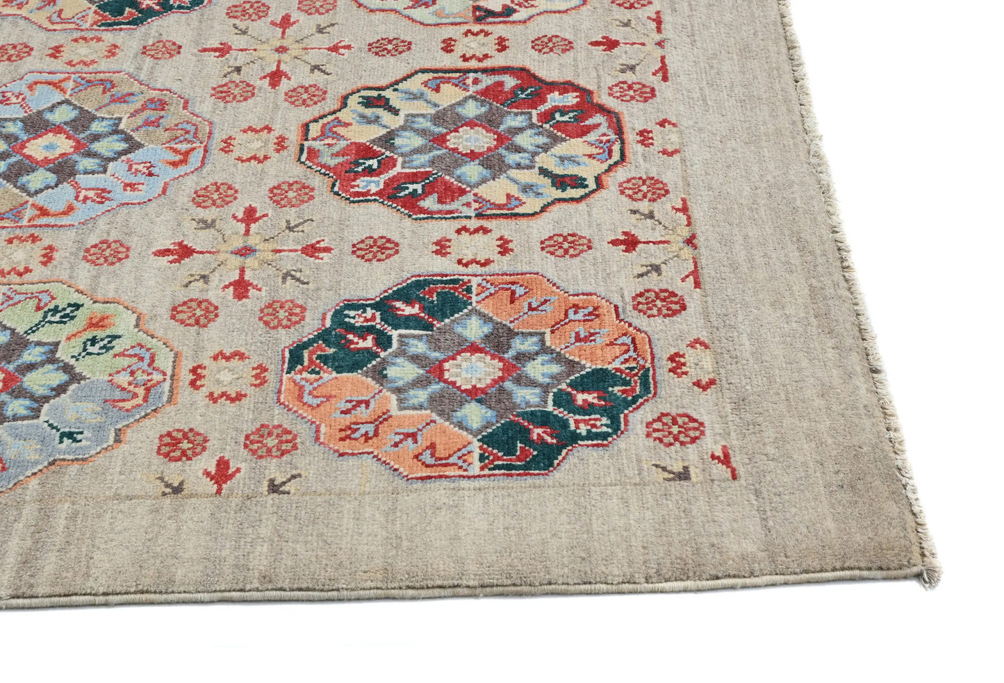 Handmade Kazak Oushak Rug 4X6 Ft Floral Modern