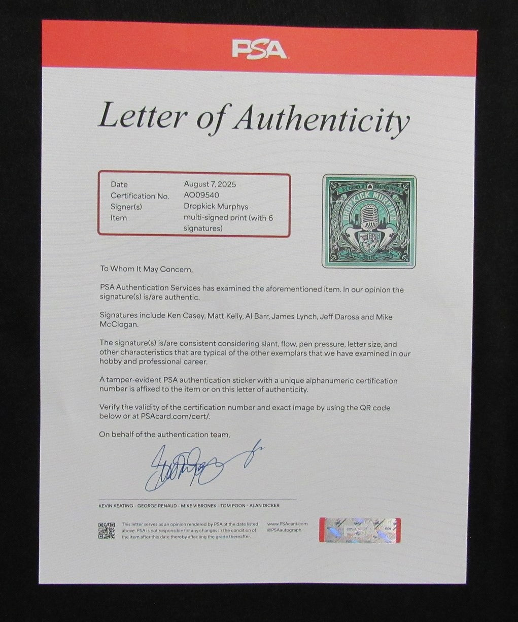 Dropkick Murphys Multi Signed By 6 St Patricks Boston 2011 Show Poster Psa 95852