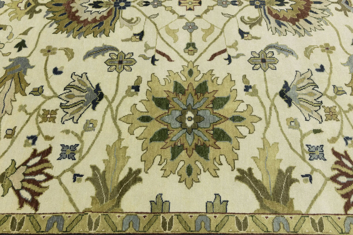10X10 Ft Square Handmade Cream Floral Chobi