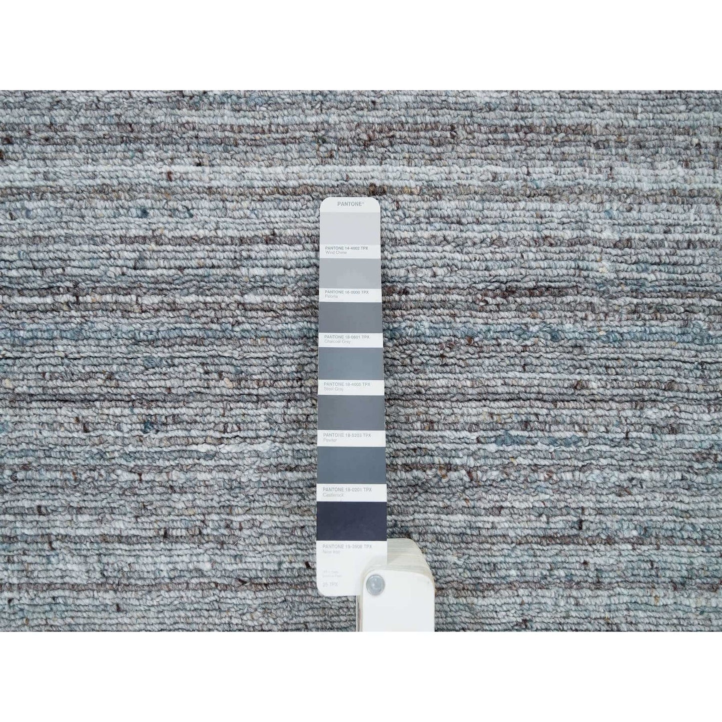12'X15' Arsenic Gray Modern Striae Design Wool Hand Loomed Oversized Rug