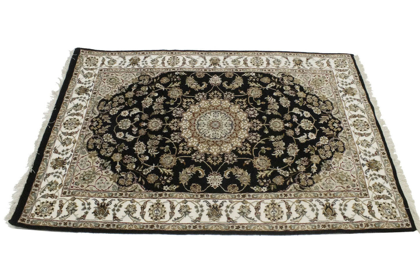 Handmade Indo-Nain Oriental Area Rug Floral