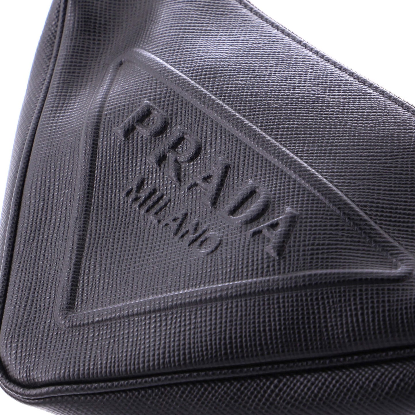 Prada Triangle Logo Zip Crossbody Bag Soft Leather Small