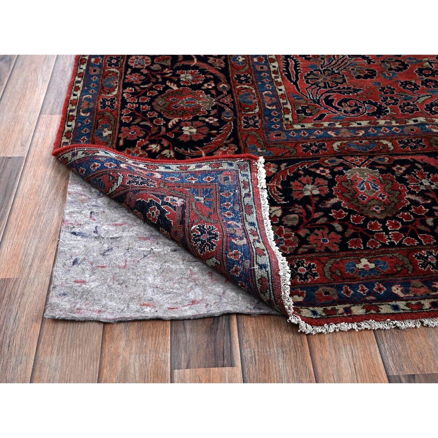 10'3"X13'9" Red Antique Zoroastrian Saroogh Hand Knotted Wool Oriental Rug
