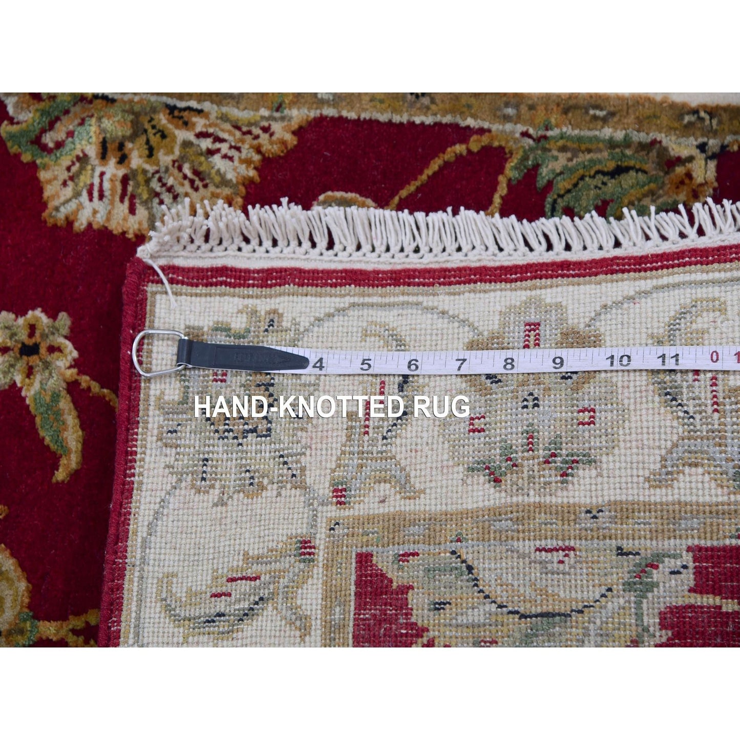 2'7"X16'4" Red Hand Knotted Wool And Silk Rajasthan Design Xl Runner Rug