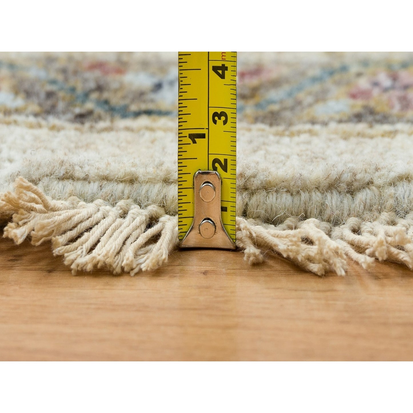 12'X12' Ivory Hand Knotted Reimagined Viss Design Natural Wool Round Rug