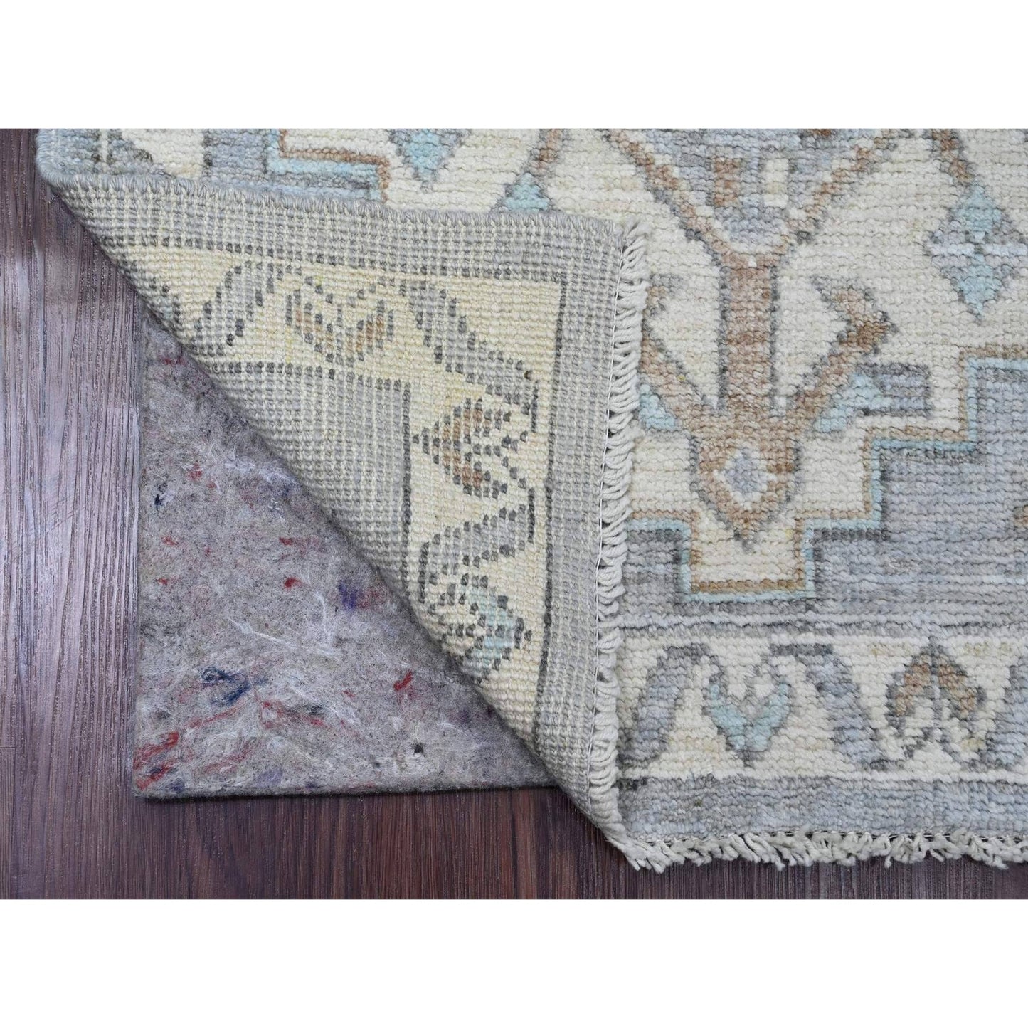 2'8"X10'7" Gray Anatolian Village Inspired Wool Hand Knotted Runner Rug