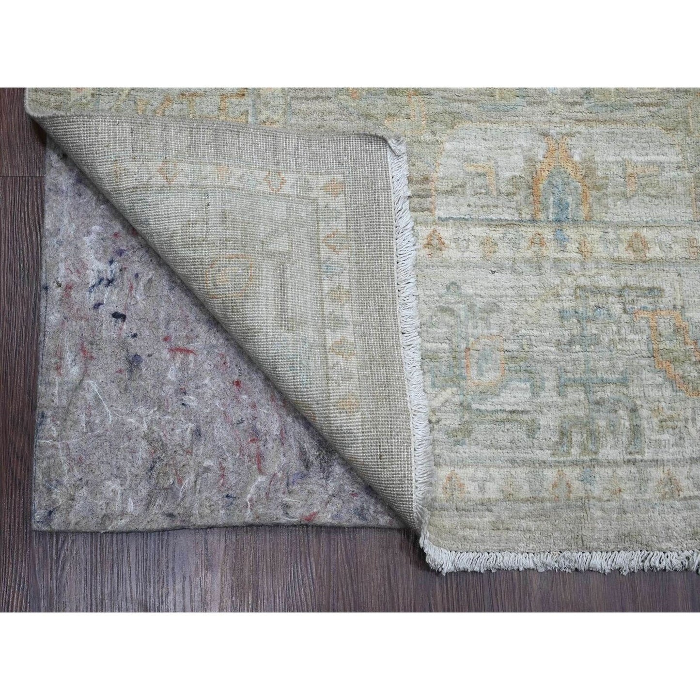 9'X12' Nickel Gray Antiqued Peshawar Mahal Design Hand Knotted Wool Rug