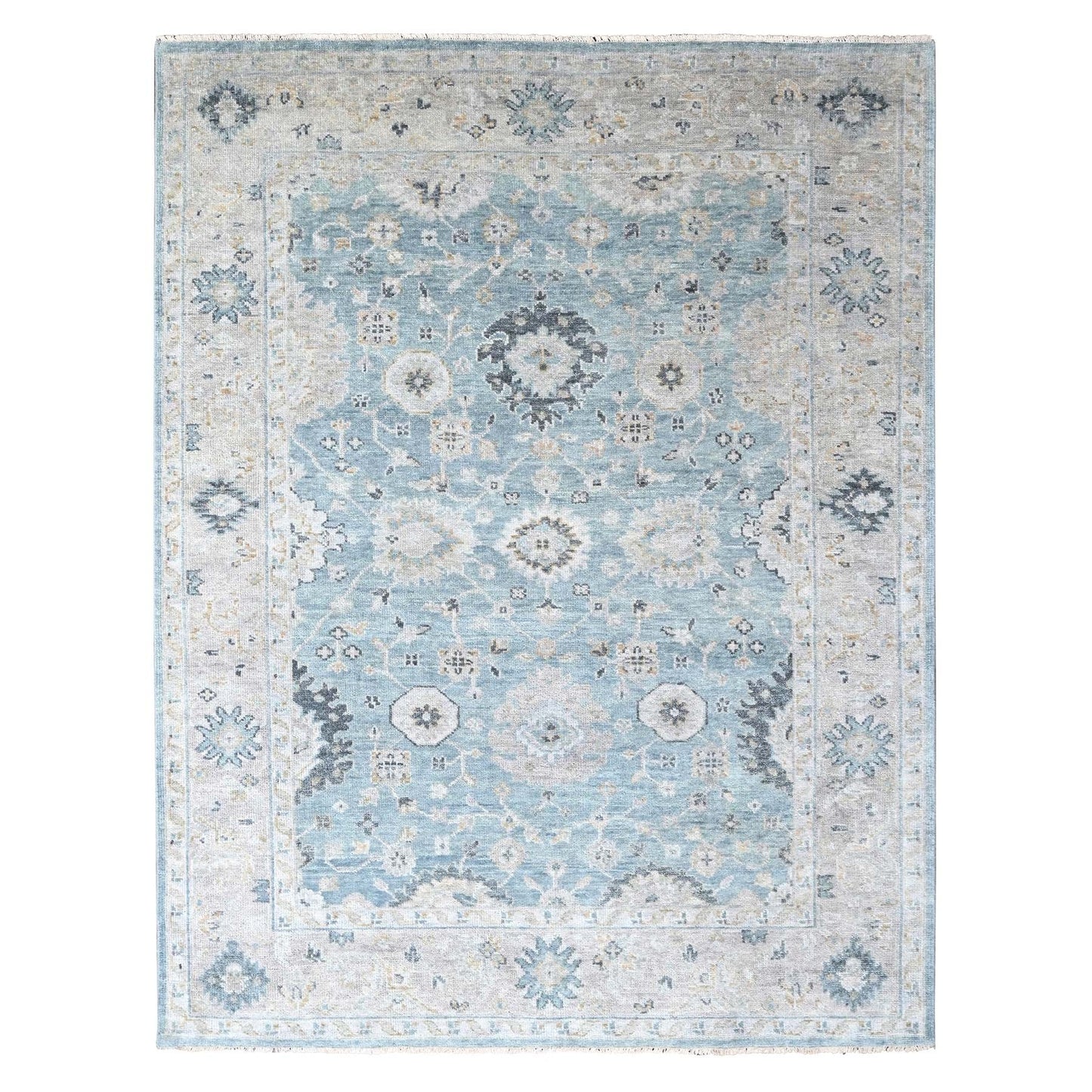9'X12' Gray Oushak Design Supple Collection Hand Knotted Soft Wool Rug