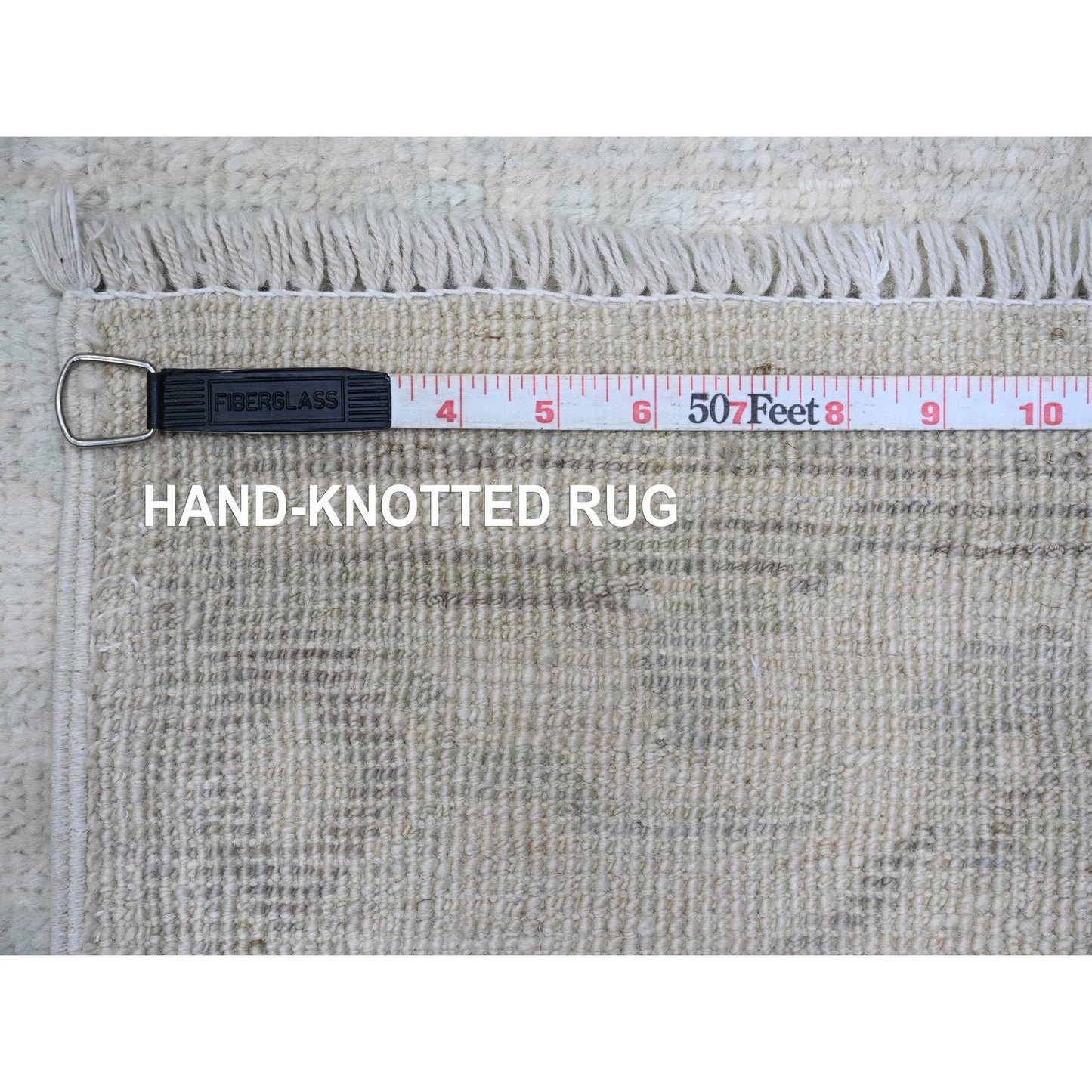 2'7"X11'7" Gray Angora Oushak Leaf Design Wool Hand Knotted Runner Rug