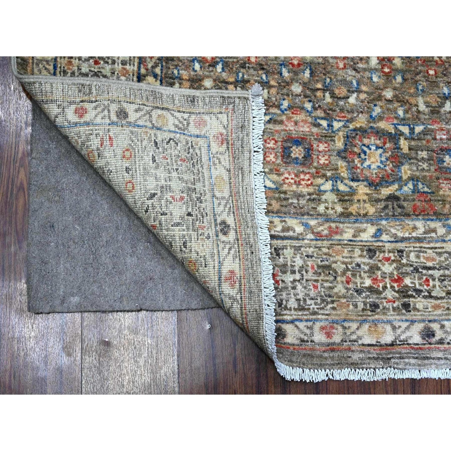 6'1"X8'10" Nickel Gray Pre Historic Mamluk Hand Knotted Wool Oriental Rug