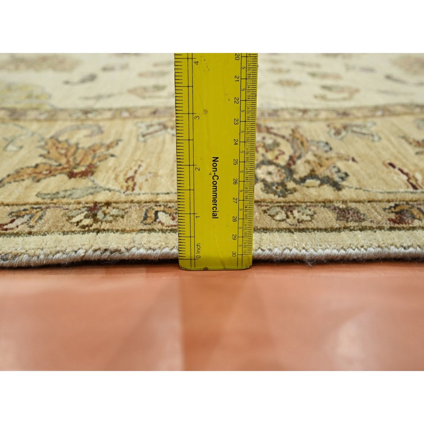 5'8"X7'10" Ivory Agra Ziegler Design Leaf Pattern Hand Knotted Wool Rug