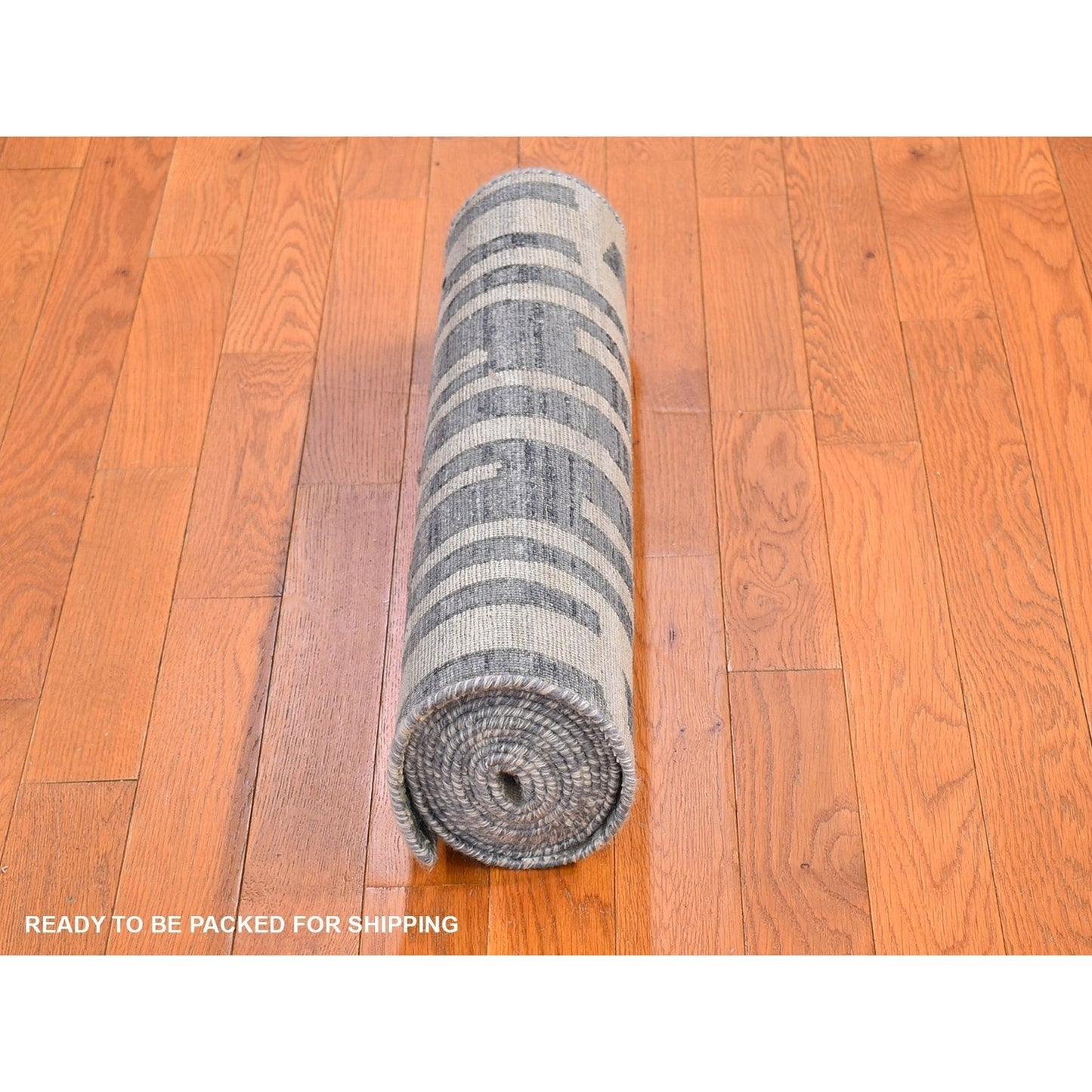 2'6"X10'3" Blue Pure Silk And Textured Wool Wide Runner Hand Knotted Rug