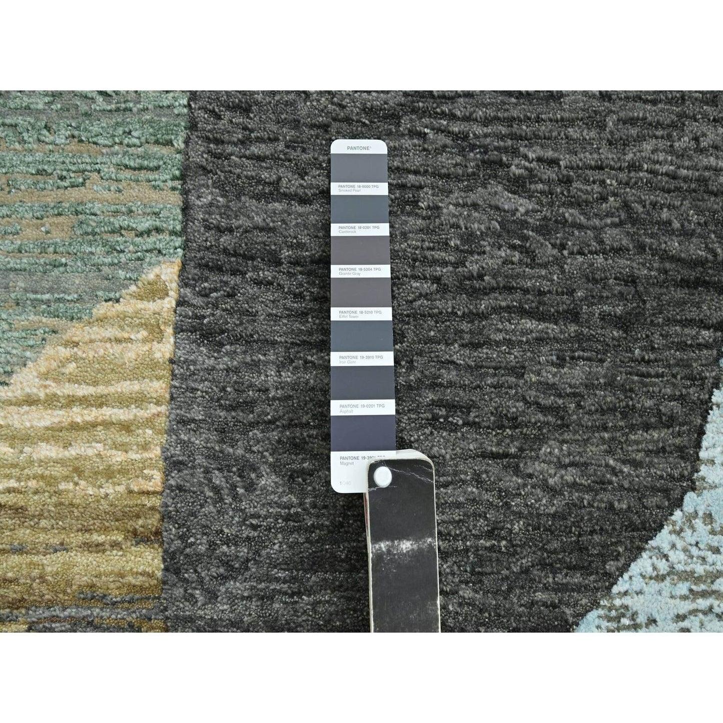 9'X11'9" Gray-Brown Abstract Geometric Pattern Hand Knotted Pure Wool Rug