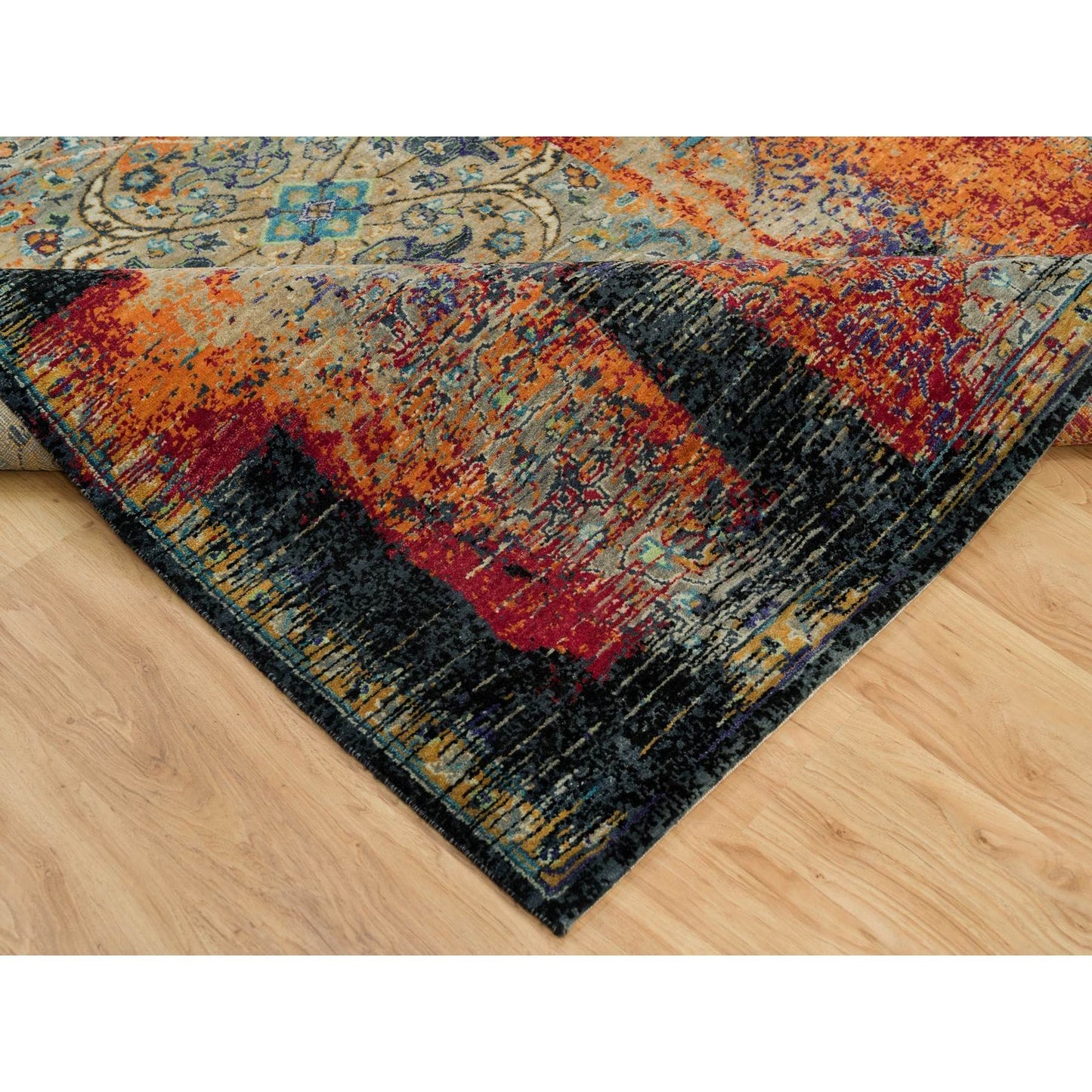 6'2"X9' Red Wool Hand Knotted Ancient Ottoman Erased Design Rug