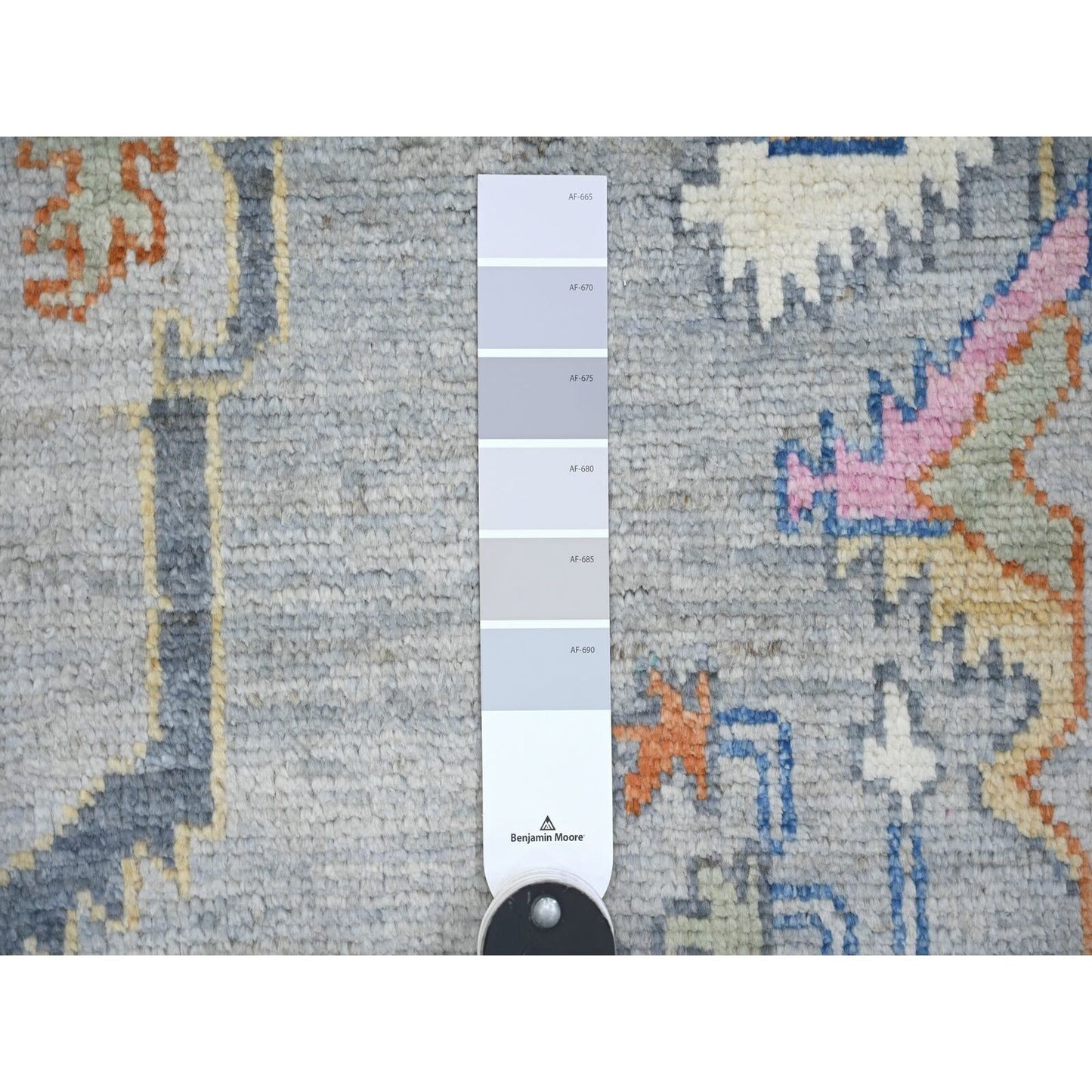 9'X11'6" Cloud Gray Anatolian Village Inspired Wool Hand Knotted Rug
