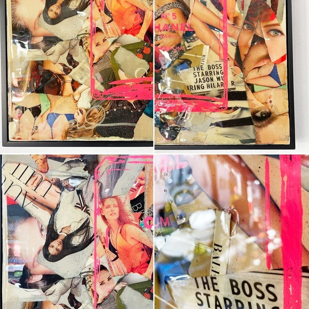 Shane Bowden CHANEL Pink N5 Signed Unique Painting Mixed Media Graffiti Art