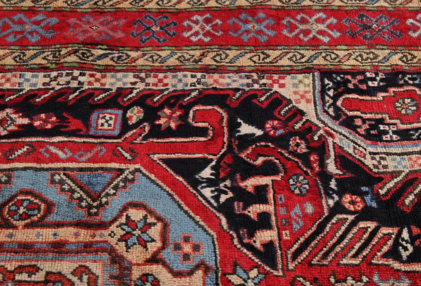 Red Tribal Geometric Design Oriental Rug 4X6 Ft