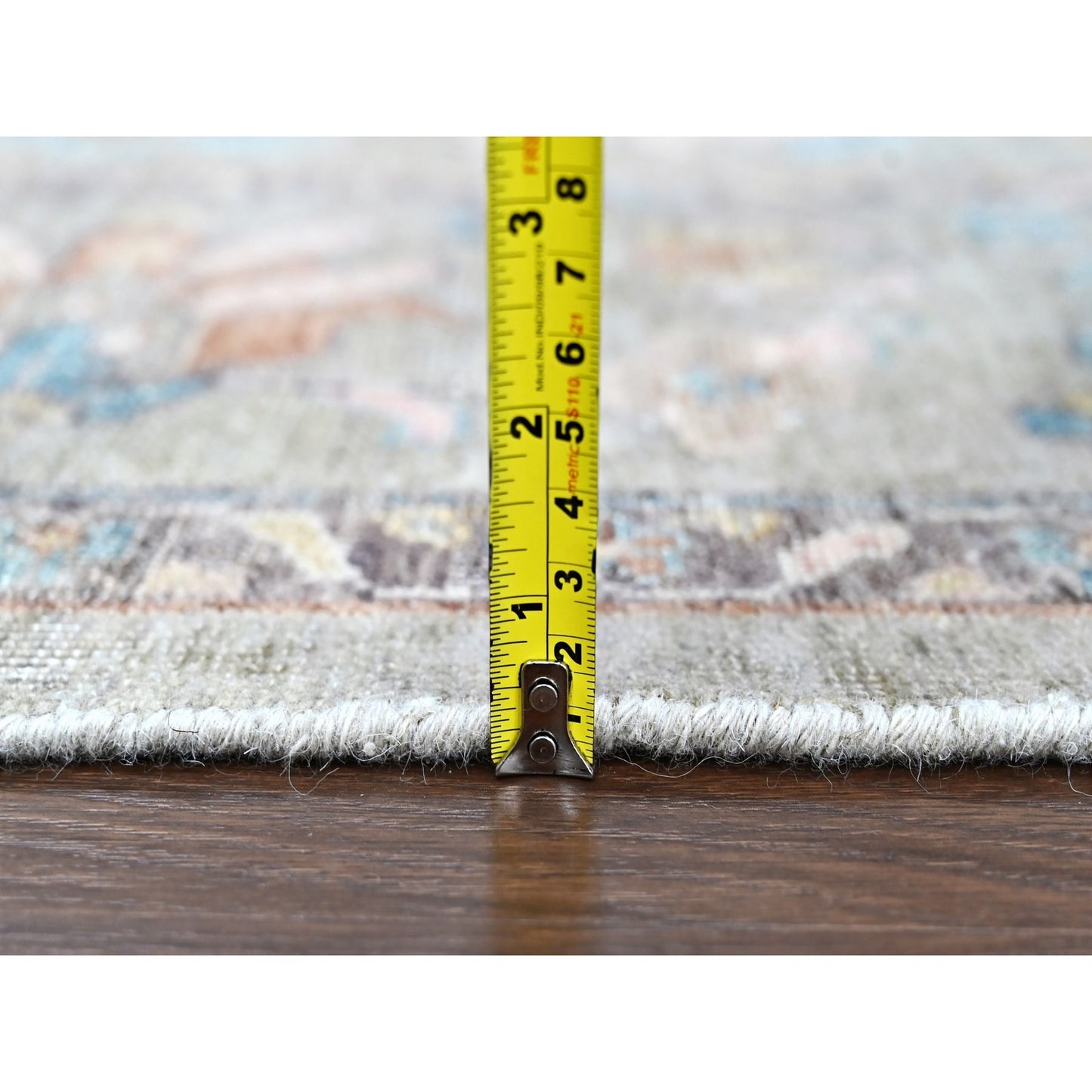 8'6"X11'3" Light Brown Antiqued Tebraz Design Pure Wool Hand Knotted Rug