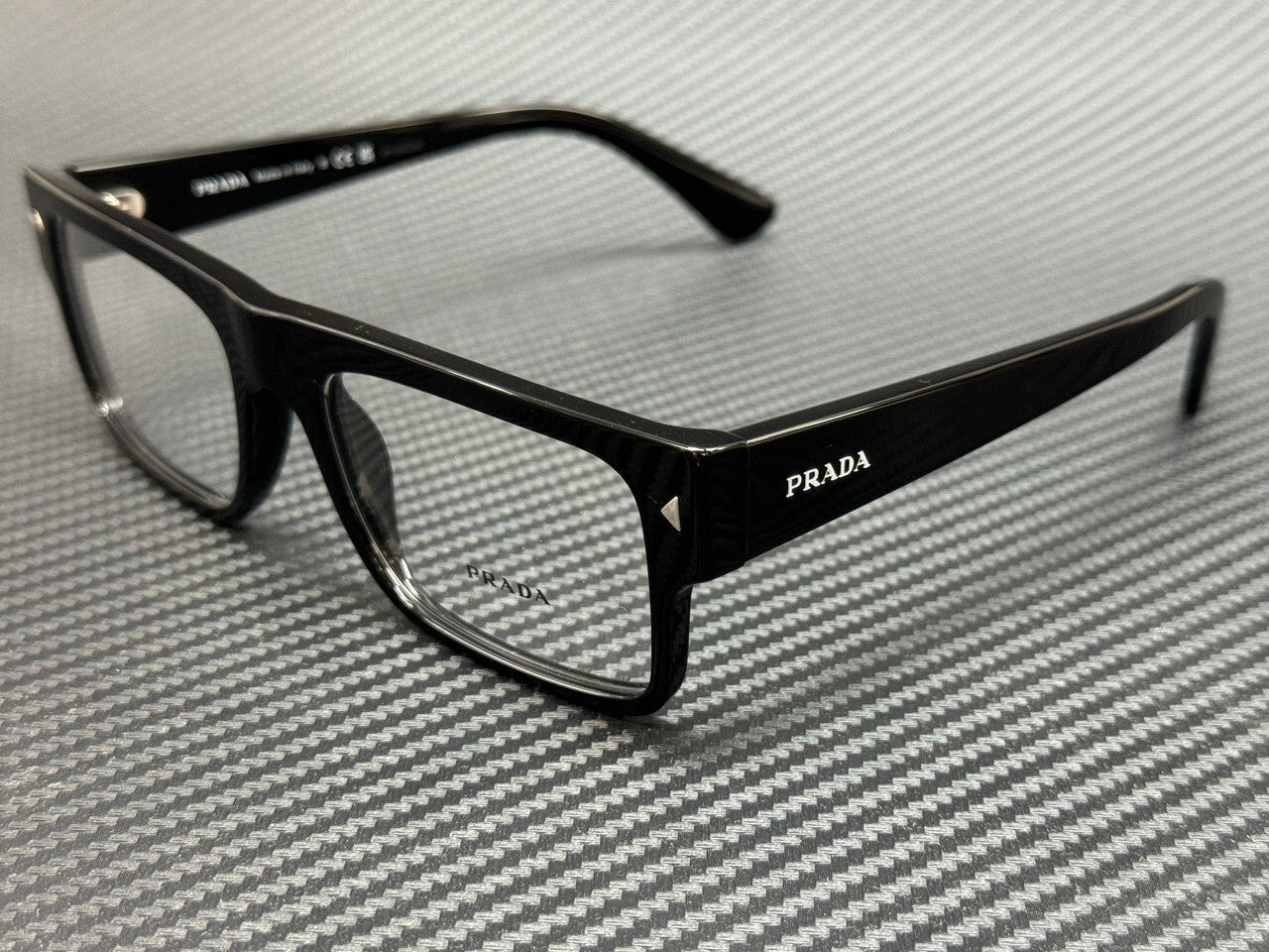 Prada Pr A01V 16K1O1 Black Men'S 55 Mm Eyeglasses