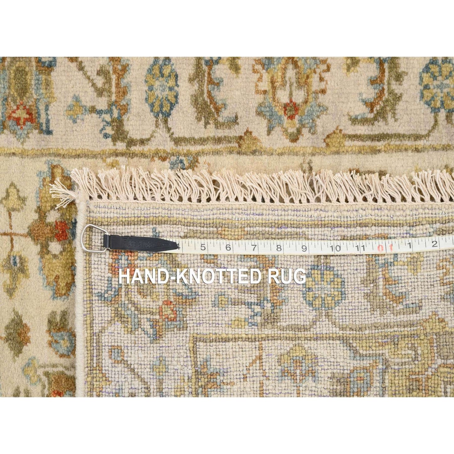 2'7"X9'9" Ivory Karjihooz Design Soft Wool Hand Knotted Runner Rug