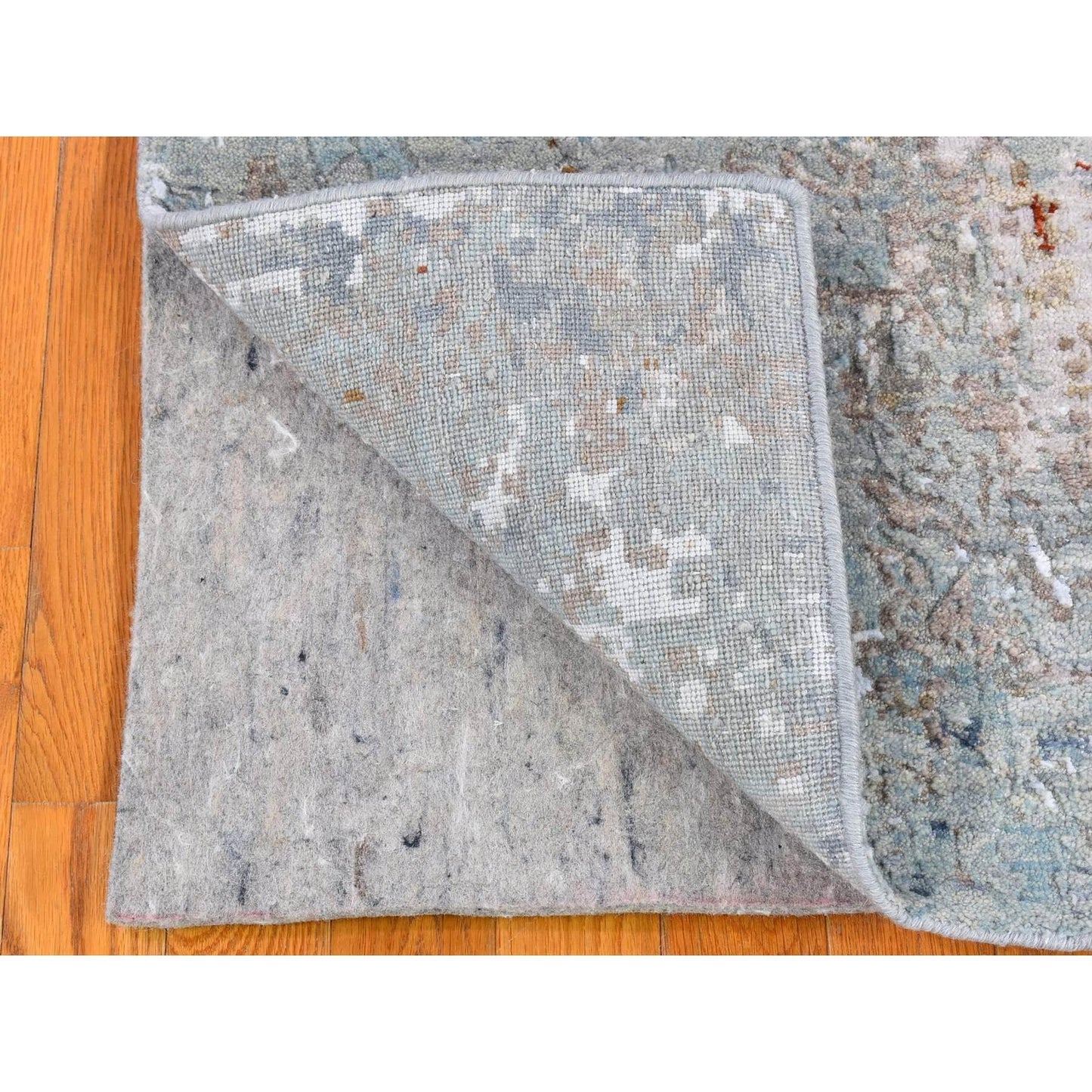 3'2"X5'5" Hi-Low Pile Abstract Design Wool Hand Knotted Rug