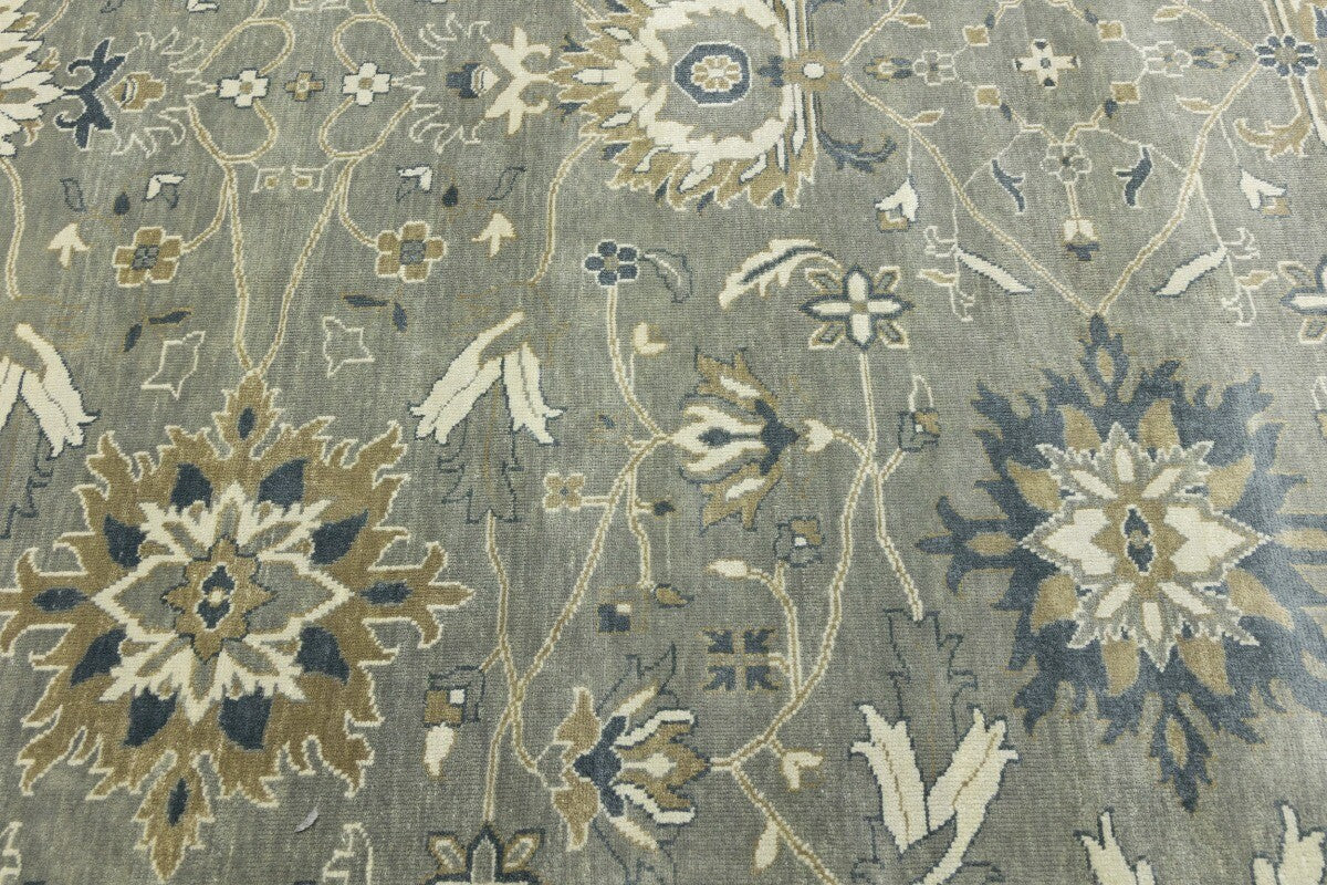 Handmade Peshawar Rug Taupe Floral Osh Chobi