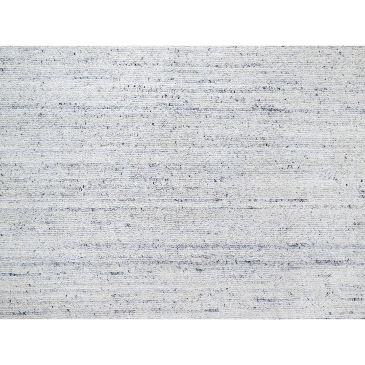 12'2"X17'10" Gray Modern Striae Design Wool Hand Loomed Oversized Rug