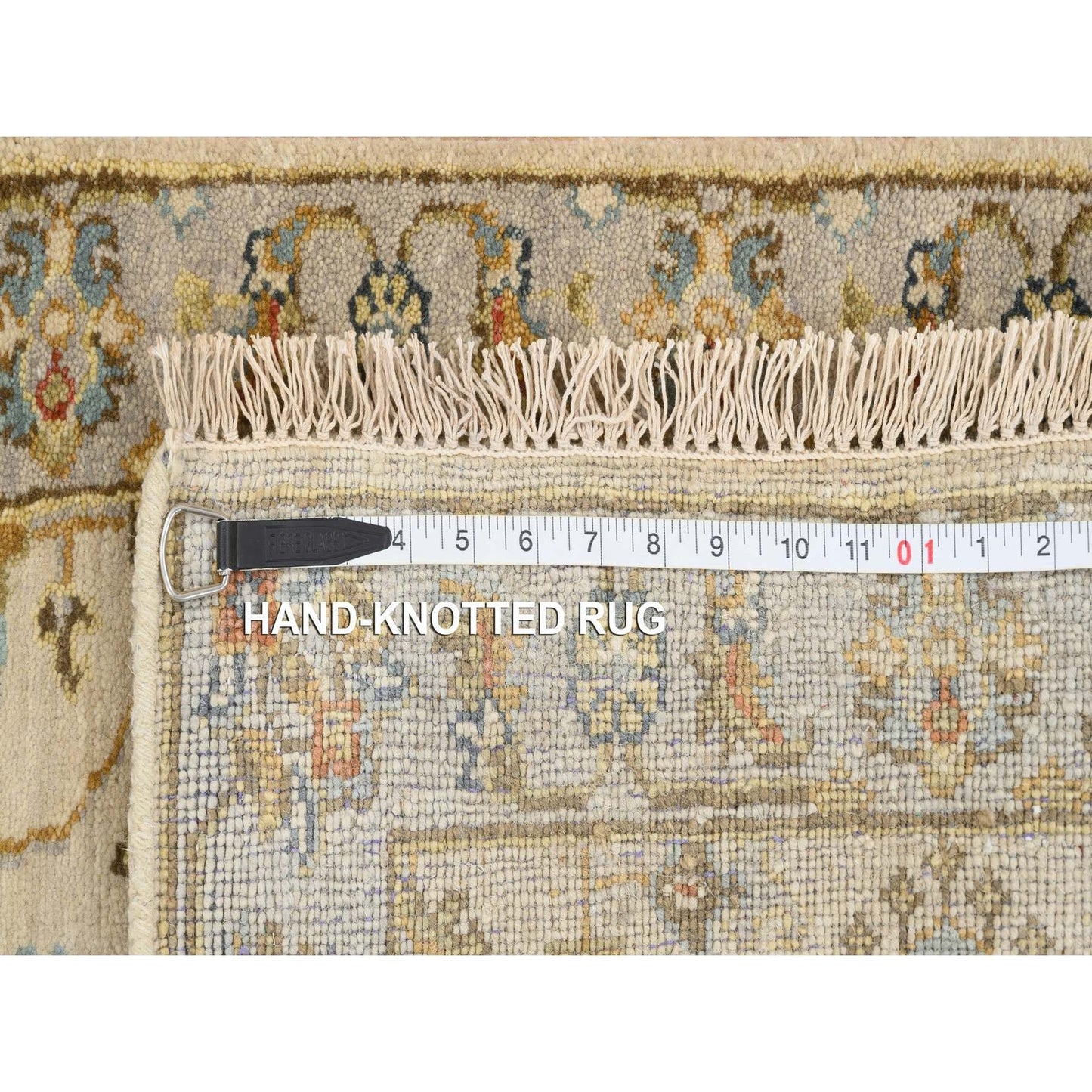 2'1"X3' Ivory Karjihooz Design Organic Wool Hand Knotted Mat Rug