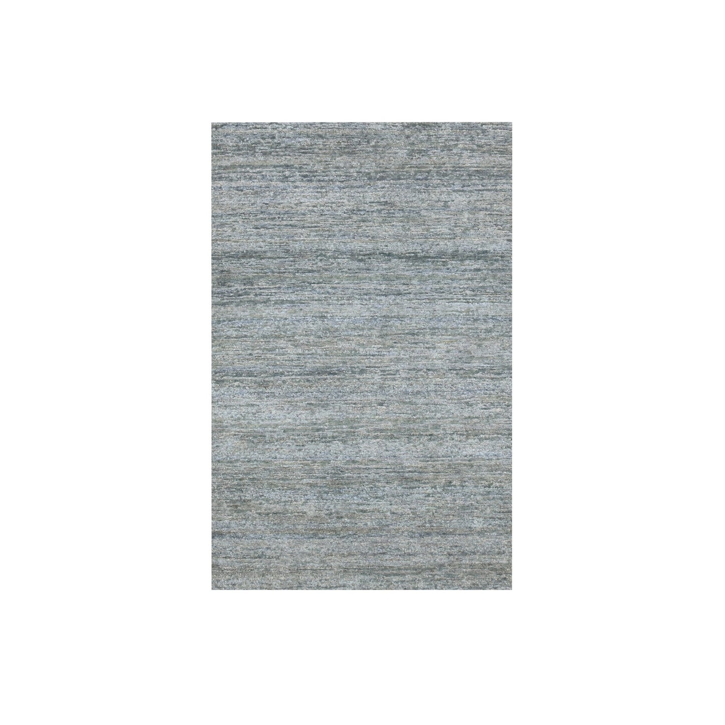 3'10"X6'1" Spanish Gray Plain Design Hand Knotted Pure Silk Oriental Rug