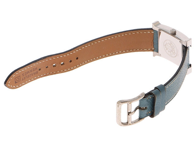 Hermes H Watch Hh1.210 Leather Quartz Silver Color