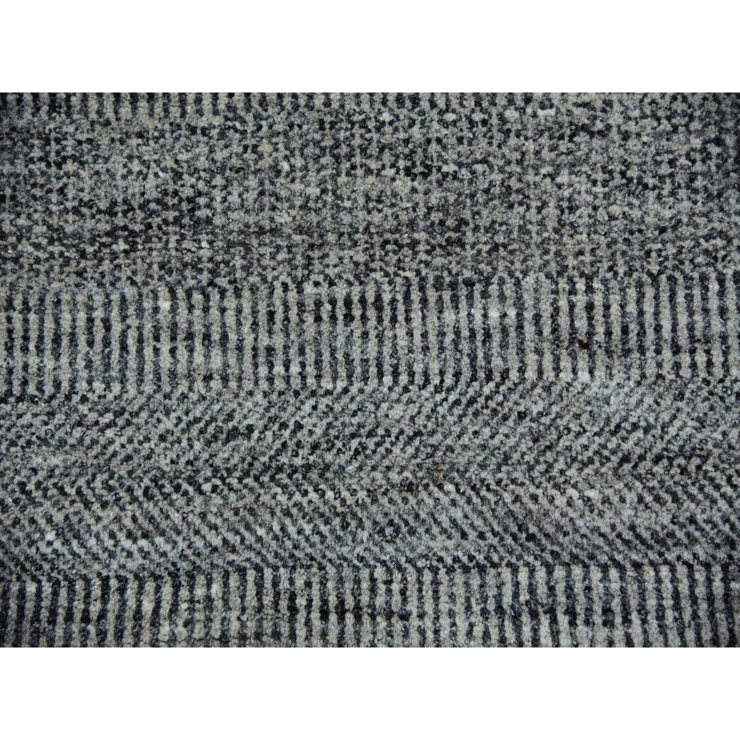 8'X10' Power Gray Hand Knotted Modern Grass Design Organic Wool Rug