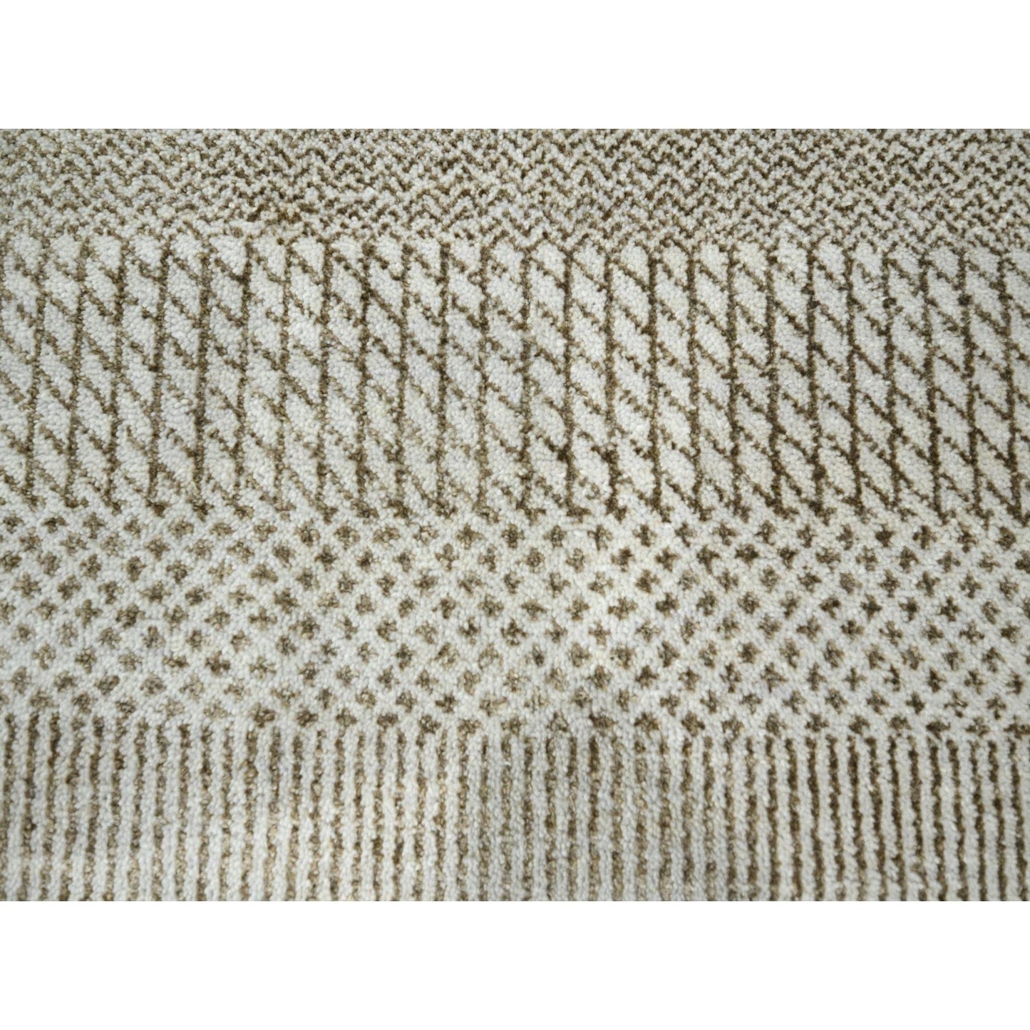 10'X14' Brown Modern Grass Design Wool And Silk Hand Knotted Oriental Rug