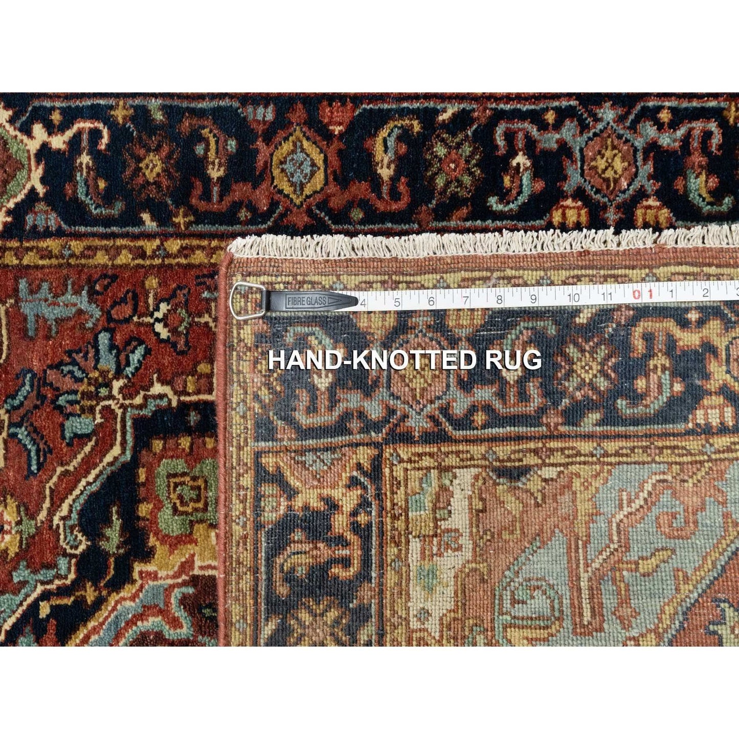 2'7"X28' Red Hand Knotted Antiqued Heri Re-Creation Wool Xl Runner Rug