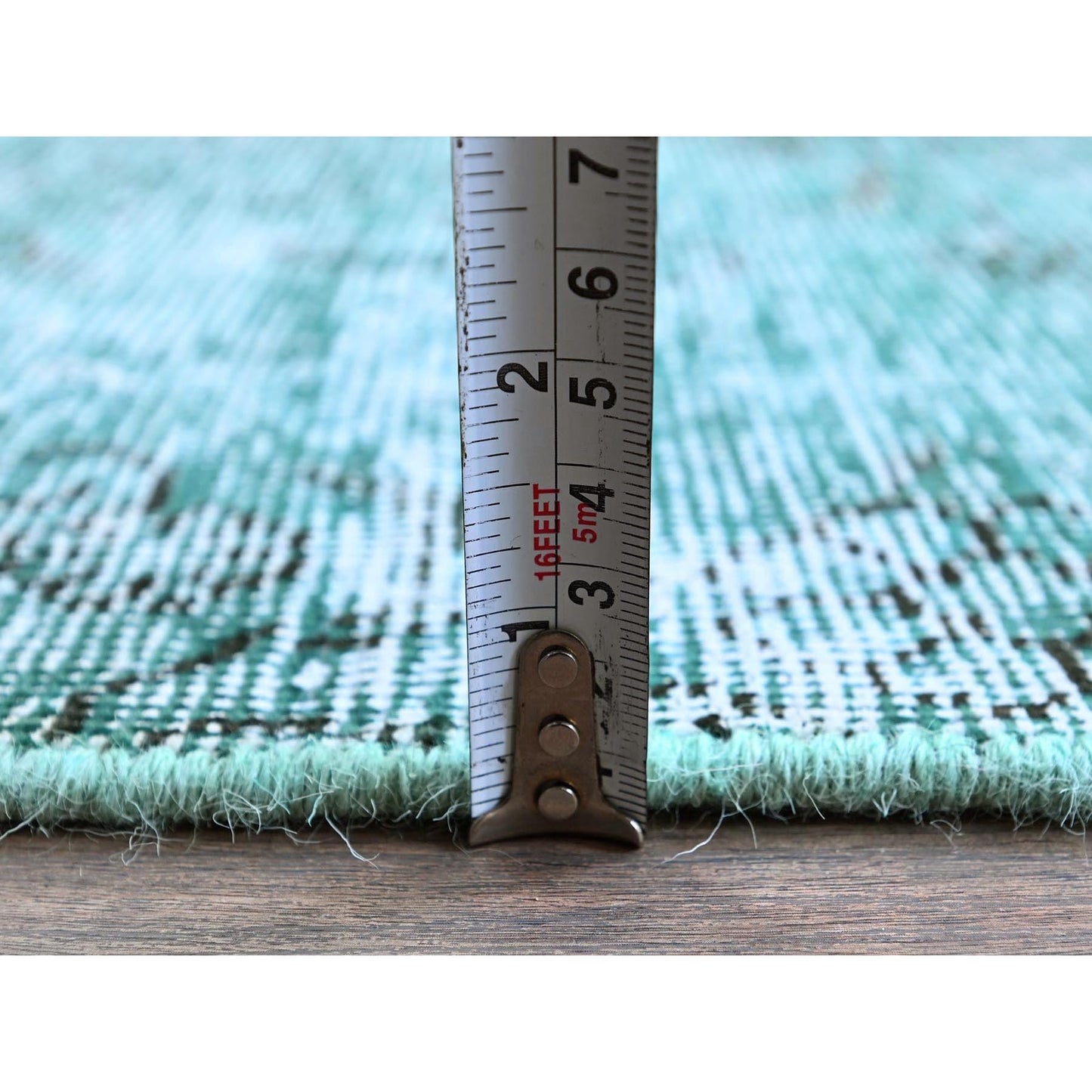 2'X5'8" Green Overdyed Vintage Zoroastrian Hand Knotted Wool Runner Rug
