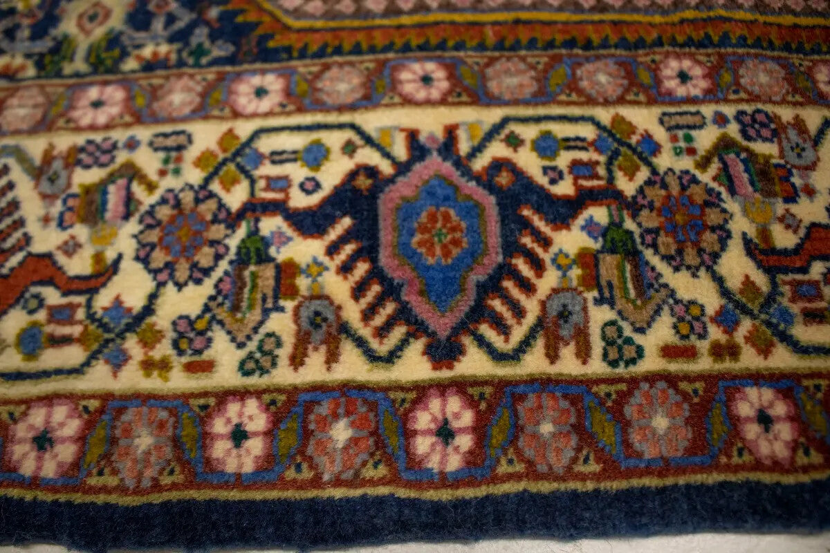 Handmade Oriental Rug Orange-Red Geometric Floral