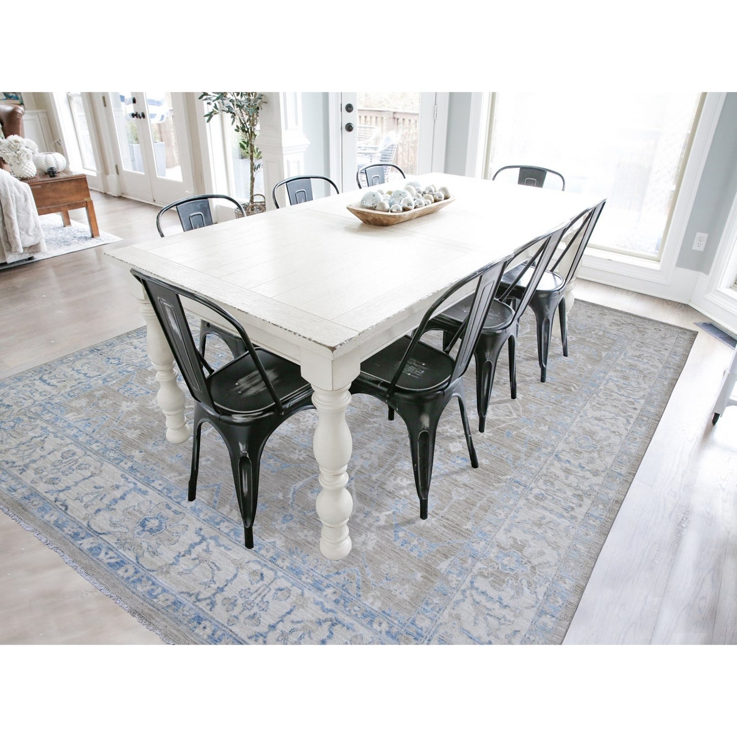 8'9"X12' Brown White Wash Peshawar Wool Hand Knotted Oriental Rug