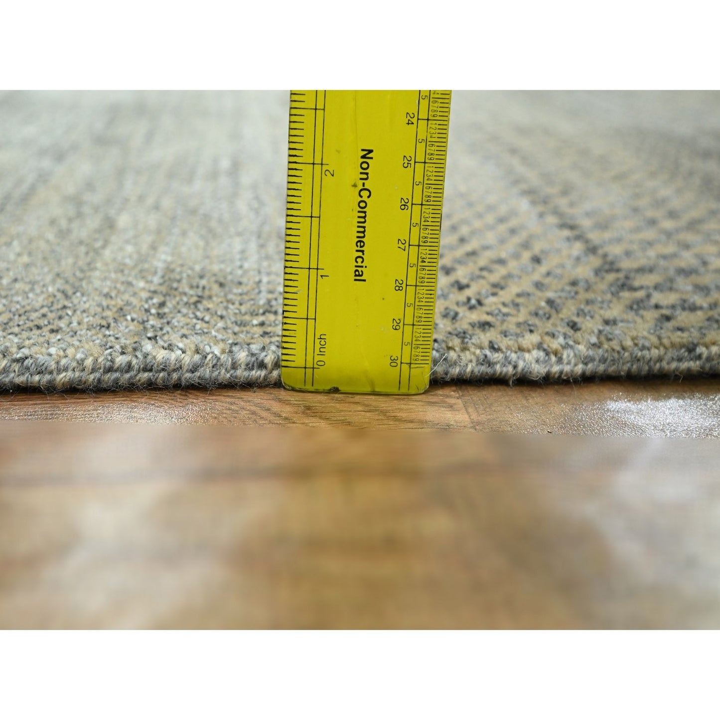 2'7"X20'4" Brown Modern Grass Design Hand Knotted Wool & Silk Runner Rug